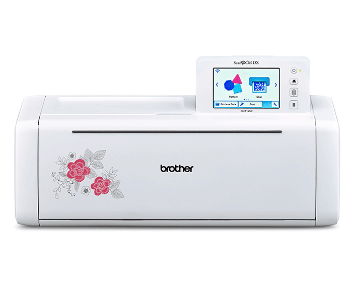 Vooraanzicht van ScanNCut SDX1250 snijmachine met bloemmotief